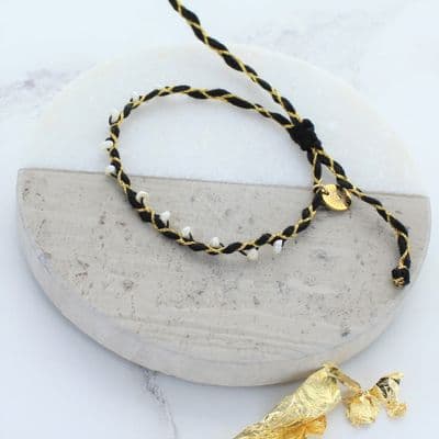 Woven Black pearl friendship bracelet