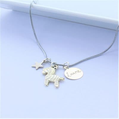 Zebra Personalised Name Charm Necklace