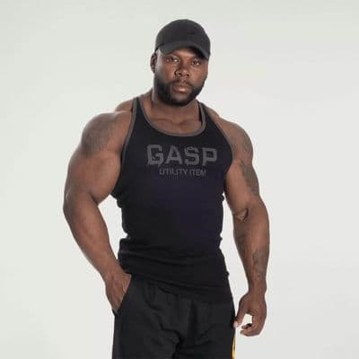 GASP Ribbed T-Back  Gym Vest - Black
