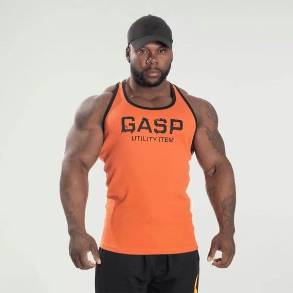 GASP Ribbed T-Back Gym Vest - Flame