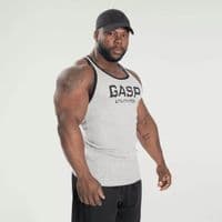 GASP Ribbed T-Back Gym Vest - Grey