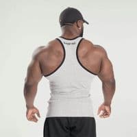 GASP Ribbed T-Back Gym Vest - Grey