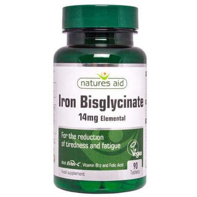Natures Aid Iron Bisglycinate 14mg 90 Tablets