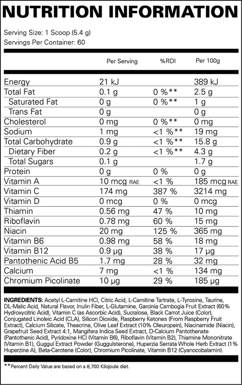 ehp labs oxyshred non stim label