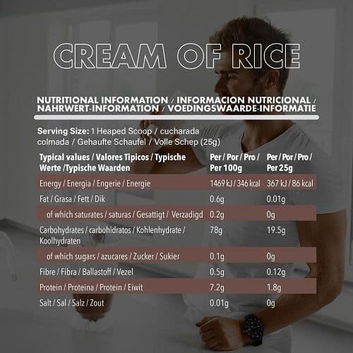 nxt cream of rice nutritional info whey okay