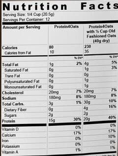 PEScience_Protein4Oats nutrition facts wheyokay uk