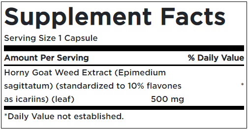 Swanson Horny Goat Weed Extract 120 Capsules supplement facts WheyOkay uk