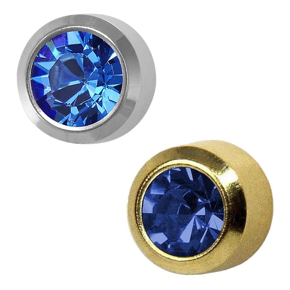 Studex Plus September Sapphire Ear Piercing Earrings Bezel Setting