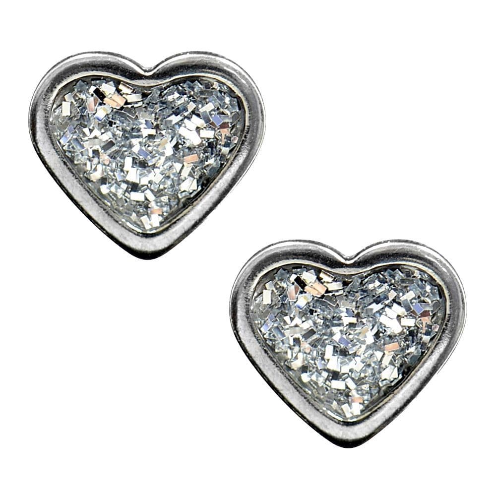 Studex Sensitive Clear Glitter Centre Heart Stud Earrings