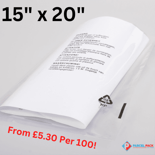 15" x 20" CPP Clear Mailing Bags With Warning