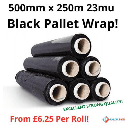 Black Pallet Shrink Wrap 500mm x 250m 23mu