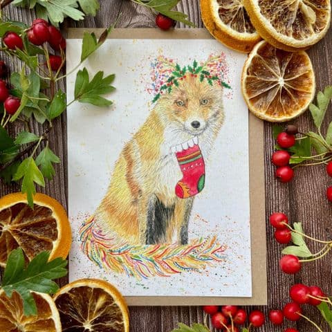 A WINTERS TAIL FOX CHRISTMAS ECO CARD