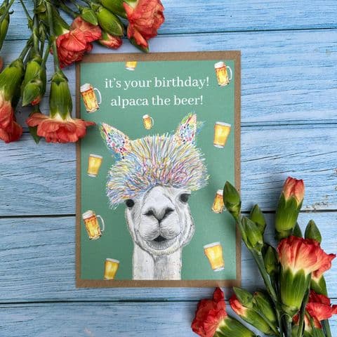 ALPACA THE BEER BIRTHDAY ECO-CARD
