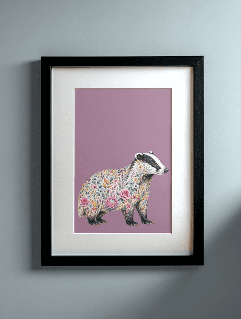 BADGER WILD BLOOM A4 PRINT