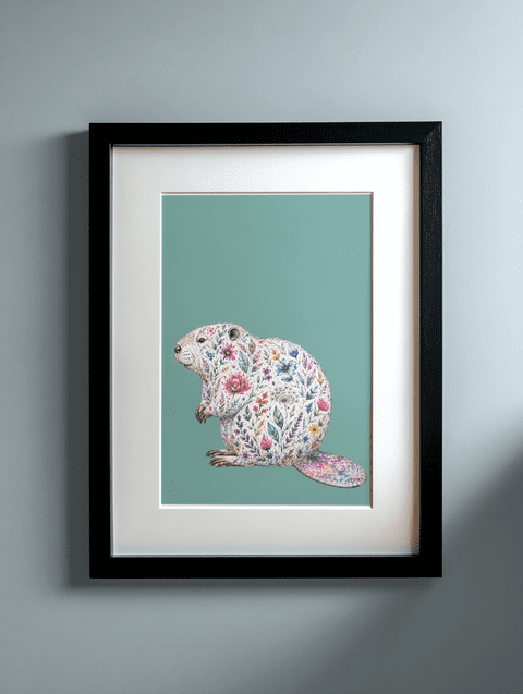 BEAVER WILD BLOOM A4 PRINT