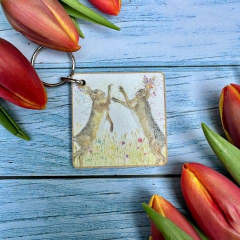 BOXING HARES ECO KEYRING