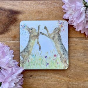 BOXING HARES LUXURY CORK COASTER