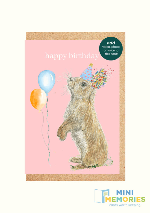 Bunny Birthday QR Card - Add video, photo or voice to this card