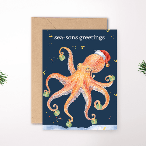 CHRISTMAS OCTOPUS ECO CARD NEW