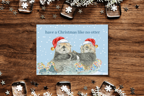CHRISTMAS OTTERS ECO CARD NEW