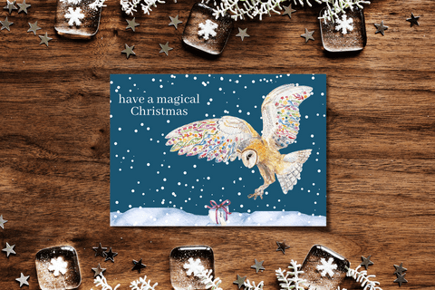 CHRISTMAS OWL ECO CARD NEW