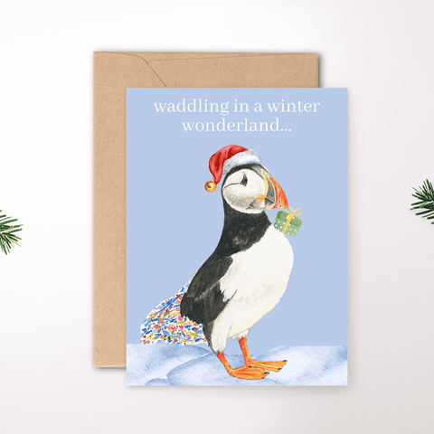 CHRISTMAS PUFFIN ECO CARD NEW