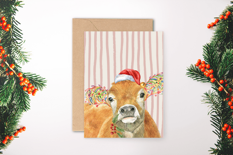 CHRISTMAS STRIPED COW ECO CARD NEW
