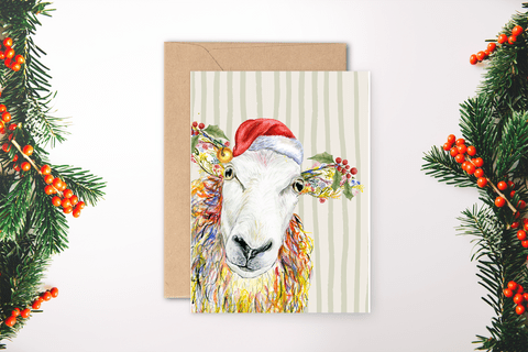 CHRISTMAS STRIPED SHEEP ECO CARD NEW