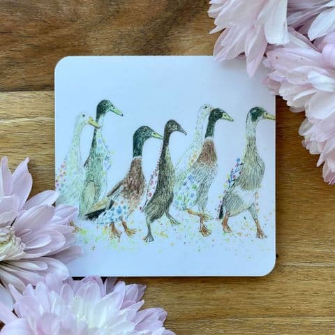DUCKS IN A ROW LUXURY CORK COASTER