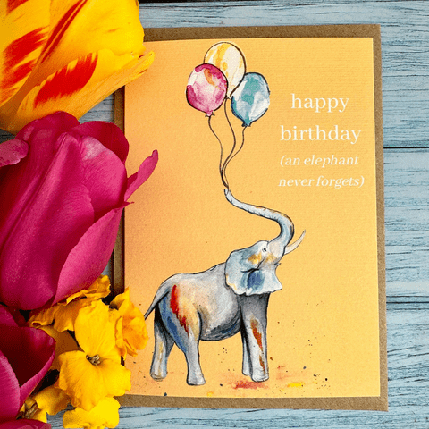 HAPPY BIRTHDAY - AN ELEPHANT NEVER FORGETS ECO-CARD