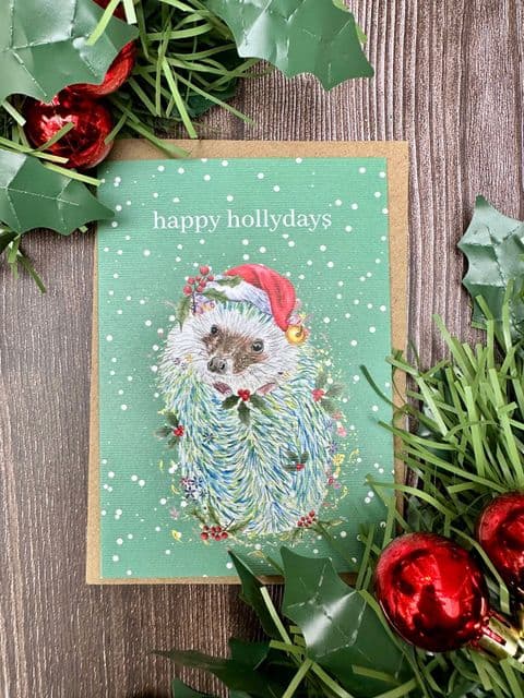 HAPPY HOLLYDAYS HEDGEHOG ECO CARD