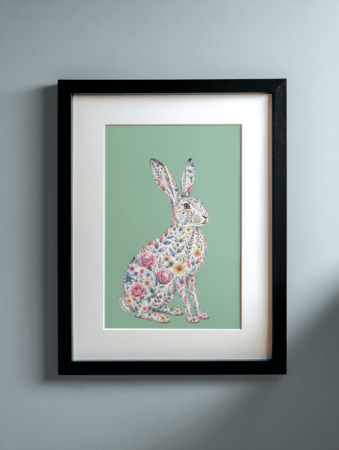HARE WILD BLOOM A4 PRINT
