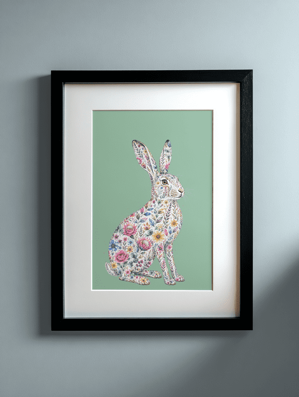 HARE WILD BLOOM A4 PRINT