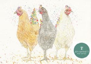 HEN-RIETTA, EGGS-MERELDA AND LAY-LA HENS SIGNED PRINT