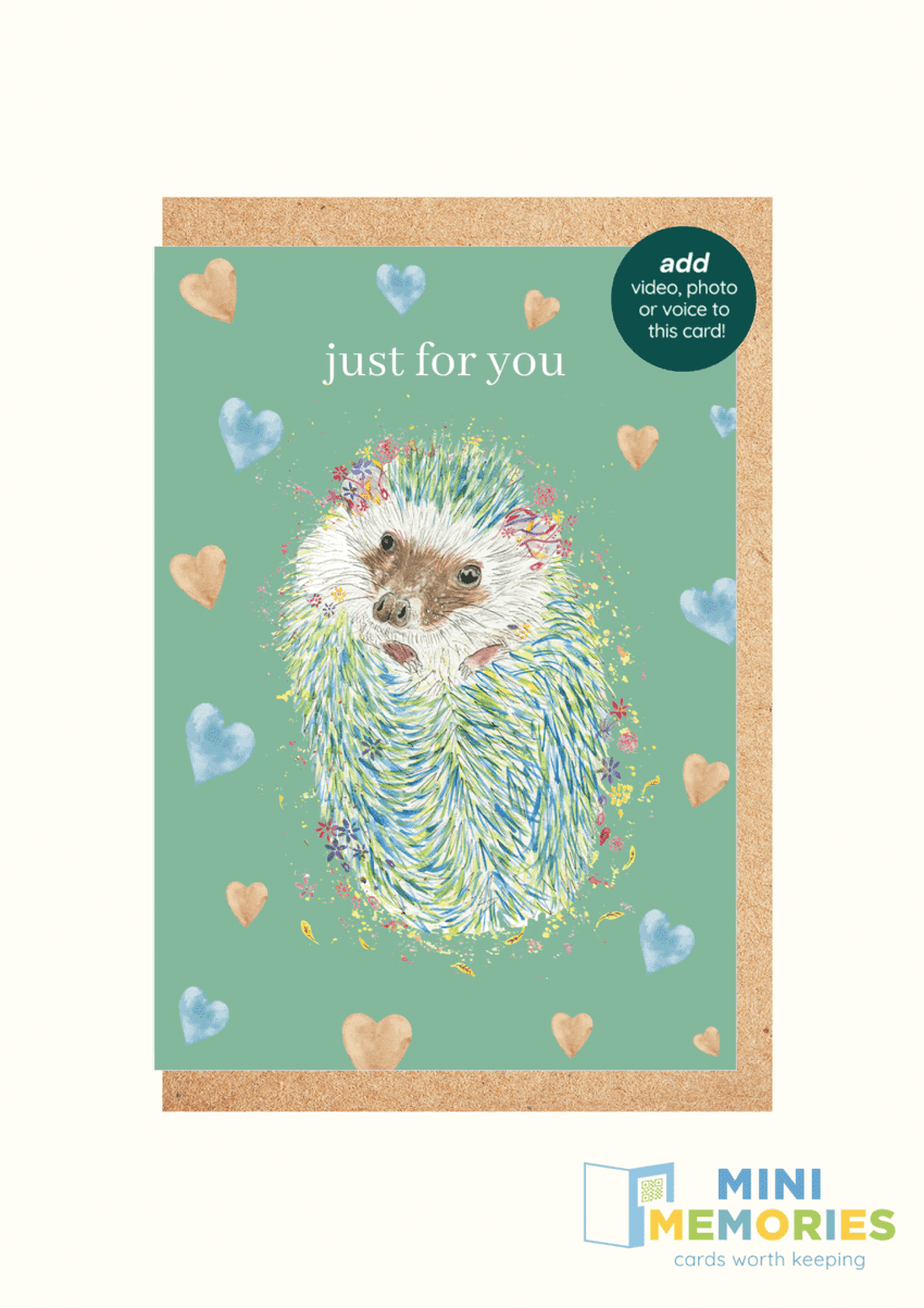 Just for You Hedgehog QR Card - Add video, photo or voice to this card