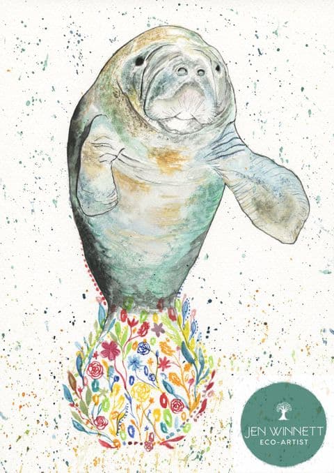 MARSHALL THE MANATEE - SIGNED PRINT