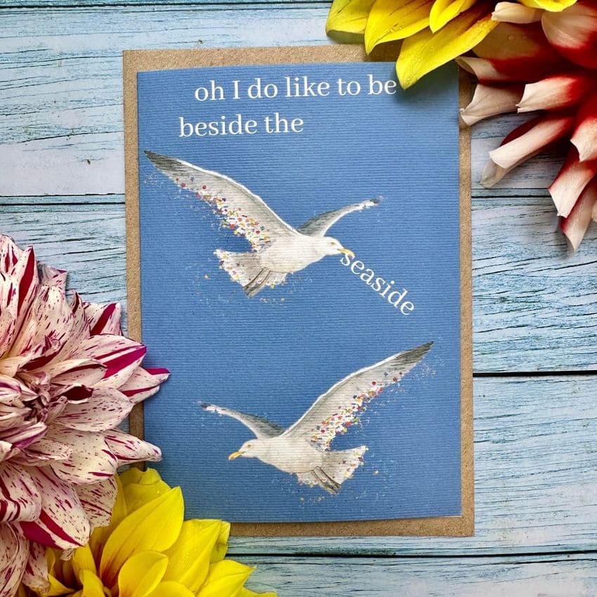OH I DO LIKE TO BE BESIDE THE SEASIDE SEAGULL ECO-CARD