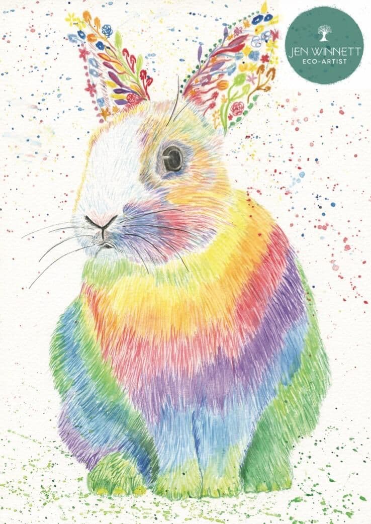 RAZA THE RAINBOW RABBIT  - SIGNED PRINT