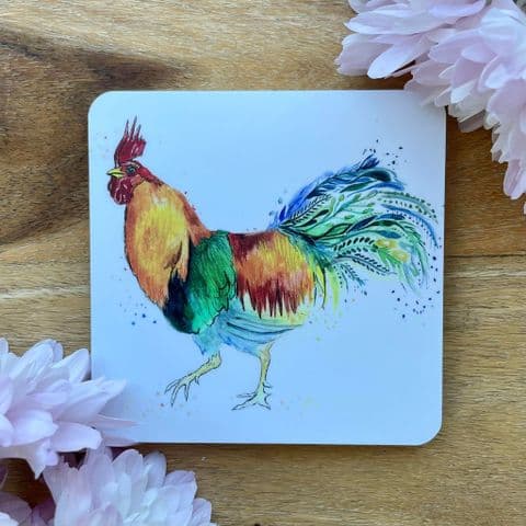 REGGIE THE ROOSTER LUXURY CORK COASTER