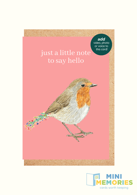 Robin Little Note QR Card - Add video, photo or voice to this card