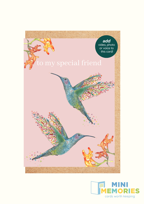Special Friend Hummingbirds QR Card - Add video, photo or voice to this card