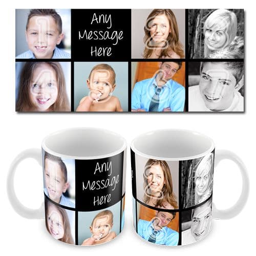 Black 7x Collage Photo Mug with Text