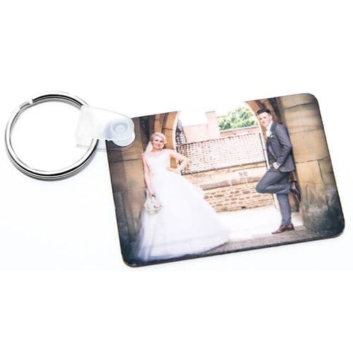 Double Sided Rectangle Metal Photo Keyring