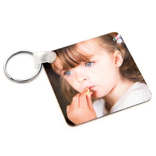 Double Sided Square Metal Photo Keyring