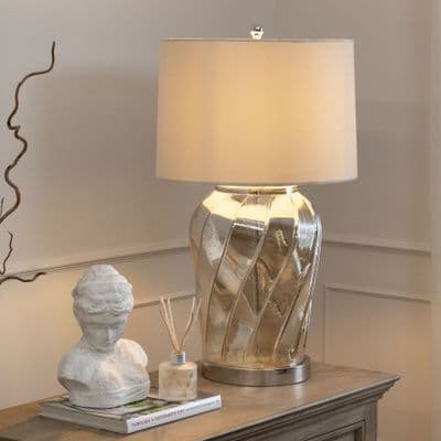 Ambassador Twisted Glass Lamp with Velvet Shade