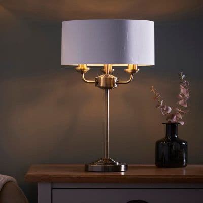 Antique Brass 3 Light Table Lamp