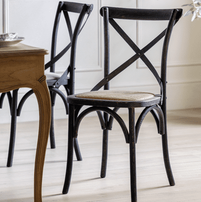 Black Café Chair With Woven Seat (PACK OF 2)