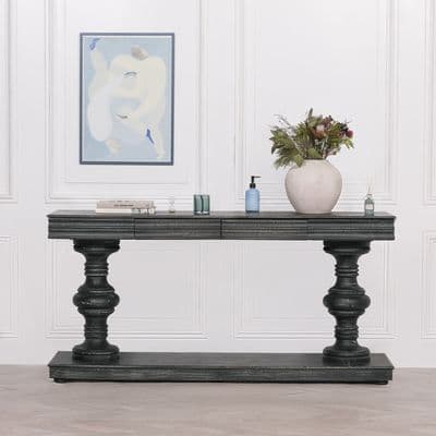 Black Distressed French Contemporary Console Table