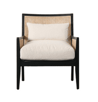 Black Rattan Armchair with Natural Cane - Prestige French Furniture