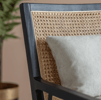 Black Rattan Armchair with Natural Cane - Prestige French Furniture